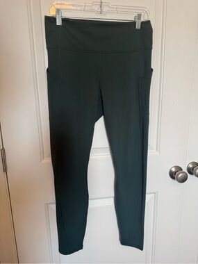 Fabletics Dark Green High-Waist Leggings with Side Pockets